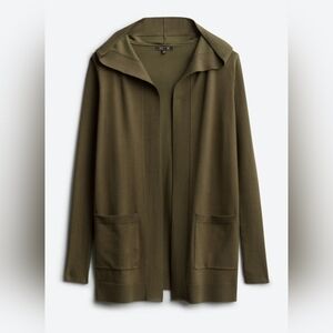 NWOT | Lety & Me | Adelie Hooded Rib Sleeve Cardigan | Medium | Olive Green
